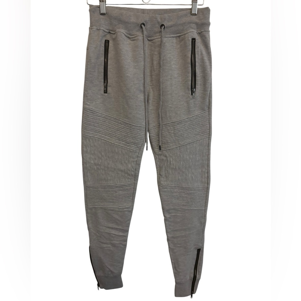 Holton Men's Gray Jogger Pants with Zipper Details